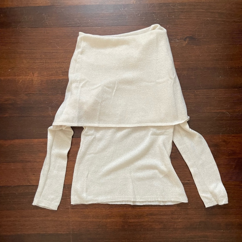 Cream cashmere off shoulder sweater